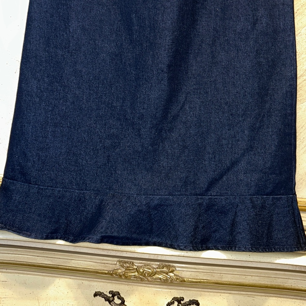 Eddie Bauer Blue Denim Short Sleeve Ruffle Hem Midi Dress - Picture 4 of 6